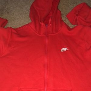 All red Nike Zip up hoodie